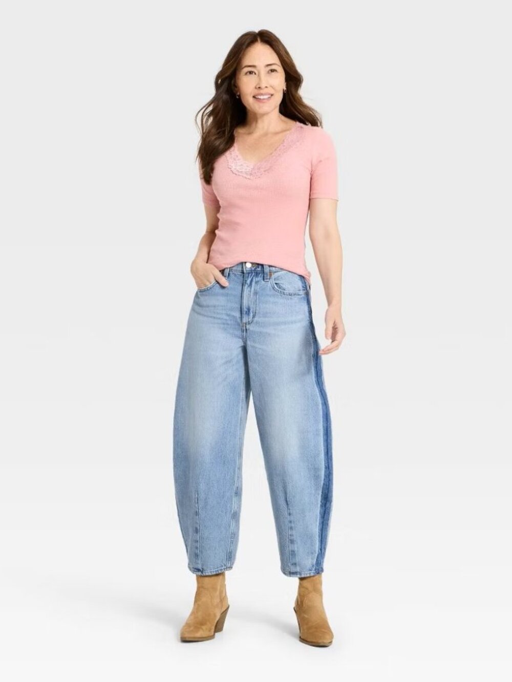 NWT Women's Universal Thread Size 12 Side Seam High-Rise Easy Barrel Jeans